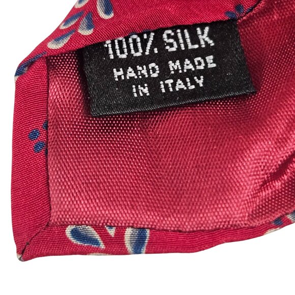 Geoffrey Beene Mens Tie Red Paisley Floral Pattern Silk Handmade Italy Vintage - Picture 6 of 8